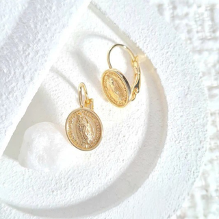 Guadalupe Gold Medallion Earrings