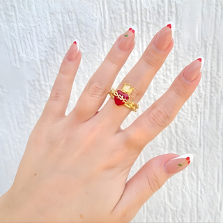 Sacred Heart Double Gem Ring