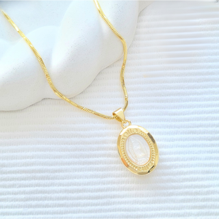 Our Lady of Guadalupe White Stone Pendant Necklace