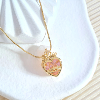 Sacred Heart Pink Gemstone Necklace