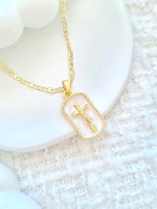 Pearl Cross Pendant Necklace