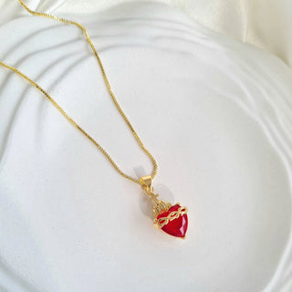 Sacred Heart of Jesus Gemstone Necklace