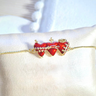 Holy Family Triple Heart Bracelet