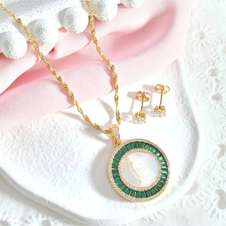 Our Lady of Guadalupe Emerald Halo Set