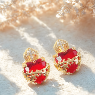 Sacred Heart of Jesus Gemstone Studs