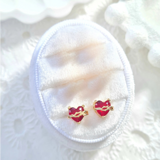 Sacred Heart Gemstone Studs