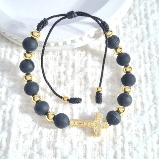 Men's Crystal Crucifix Bracelet